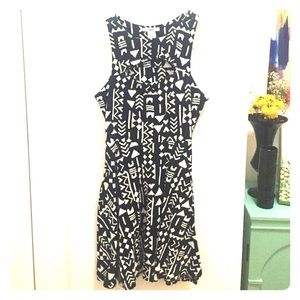 Black and white tribal print mini dress