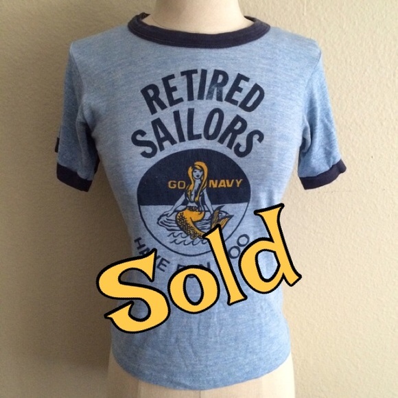 SOLD ON OTHER SITE Navy Sailor Mermaid T Shirt Top