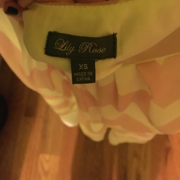 Pink and White Chevron Dress with Lace - Picture 2 of 3