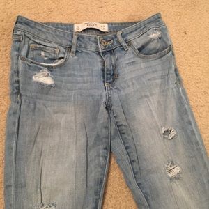 Distressed light wash a&f jeans