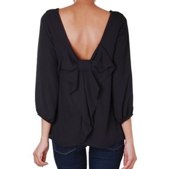 Black bow back blouse