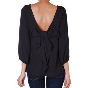 Black bow back blouse