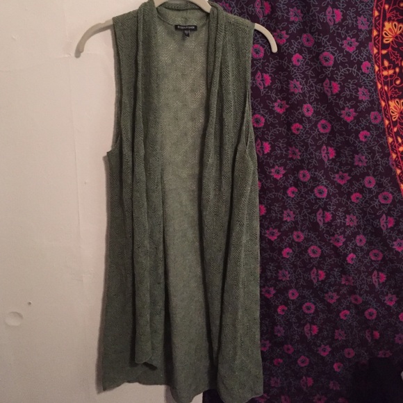Green Eileen Fisher long vest sweater!
