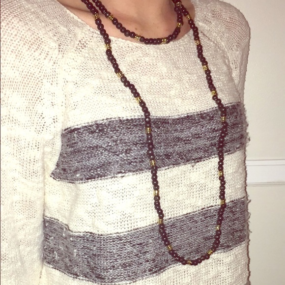Extra long black gold boho choker necklace