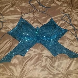Sexy sequin beaded butterfly bra top