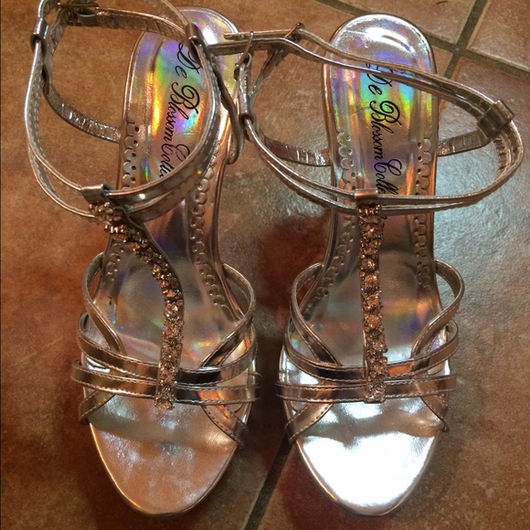 Silver prom heels