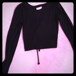 Long sleeve black crop top that ties in the back