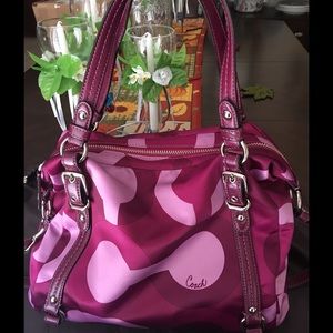 Coach pink Optic Signature bag