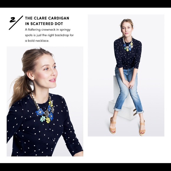 Navy & white polka-dot J. Crew Clare cardigan