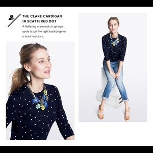 Navy & white polka-dot J. Crew Clare cardigan