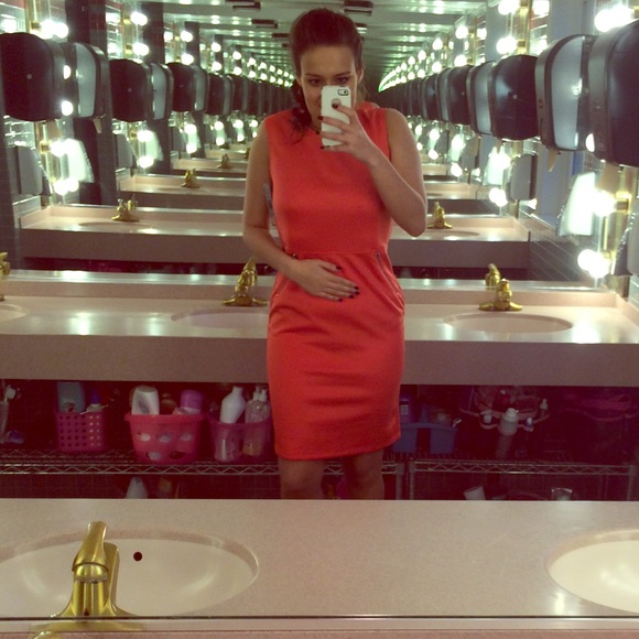 NWOT Orange midi structured dress