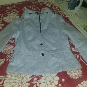 Express Women's blue pinstriped blazer