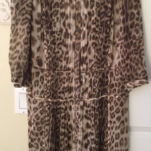 Reduced!  Brown printed pleated dress. Never worn.