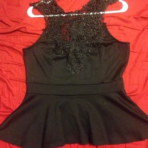 Lace chested peplum top