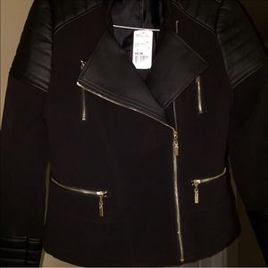 Forever 21 Leather Trimmed Moto Jacket