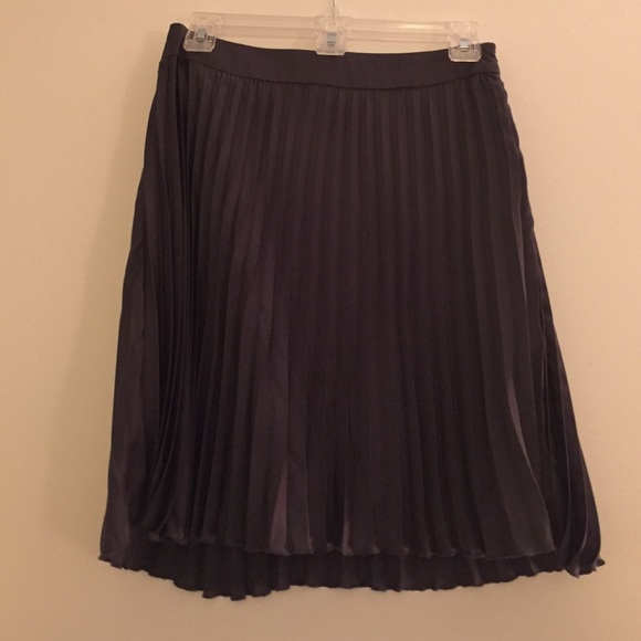 Grey pleated silk chiffon skirt