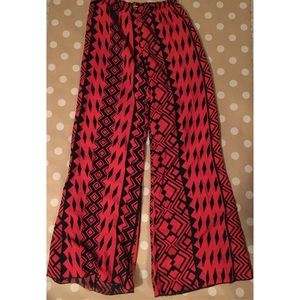 Red and black palazzo pants