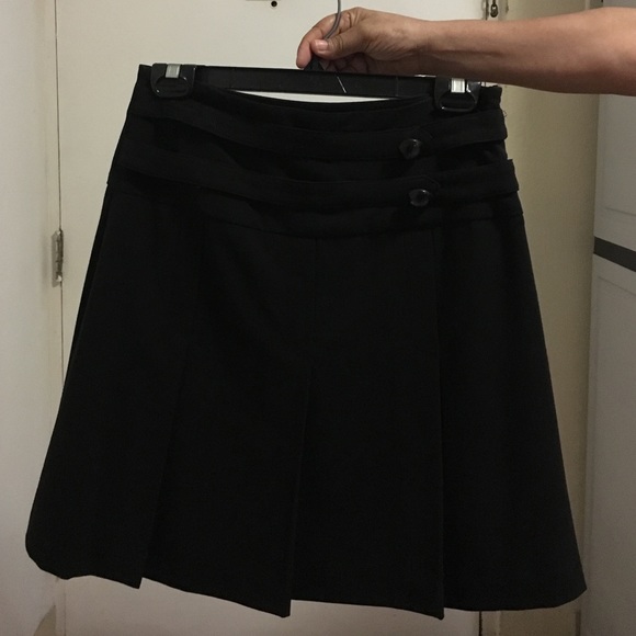 Black A line skirt with plaids and bottoms details - Picture 1 of 4