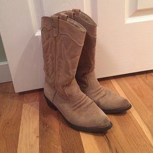 Tan leather cowboy boots-Roxy