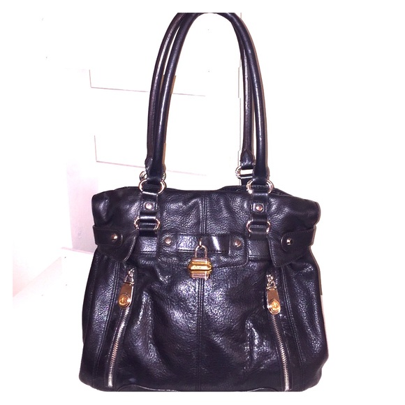 b. Makowski black leather tote