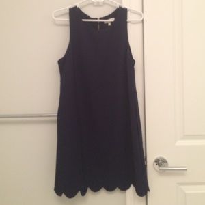 Navy scalloped Monteau dress