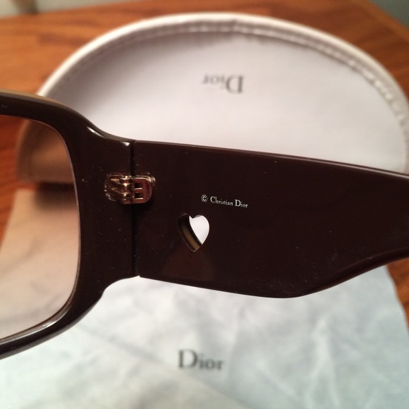 Dior, brown, heart accent sunglasses. - Picture 3 of 5