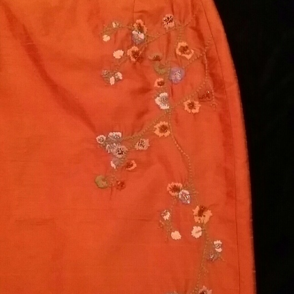 SHELLI SEGAL ORANGE LONG SKIRT / FORMAL LONG SKIRT - Picture 2 of 4