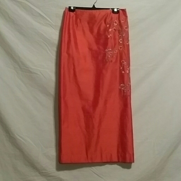 SHELLI SEGAL ORANGE LONG SKIRT / FORMAL LONG SKIRT - Picture 4 of 4