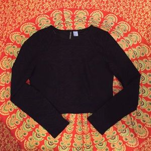 MARKDOWN! Long sleeve black lace crop top from H&M