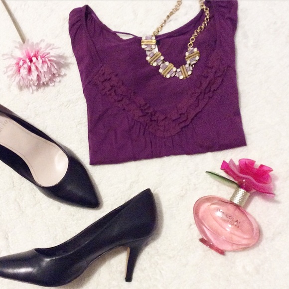 H&M Tops - Purple Top with Sheer Ruffle Detailing