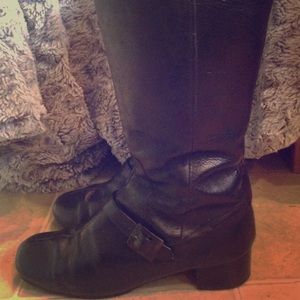HUSH PUPPIES Black leather tall boots size 8M