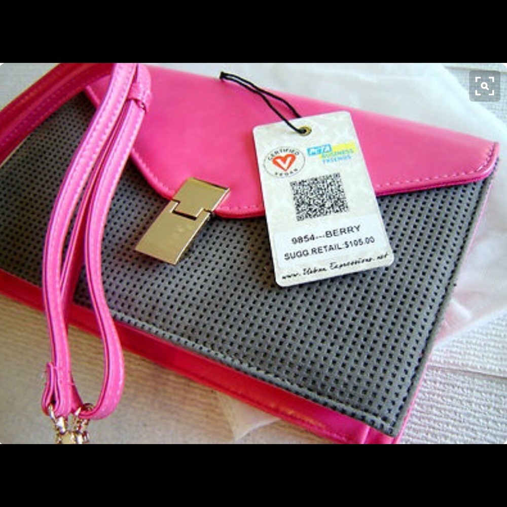 ~ NEW WITH TAGS ~ PINK & GREY CROSSBODY OR CLUTCH