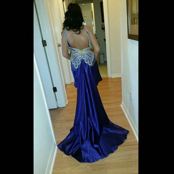 Jasz couture purple green stone gown size 2