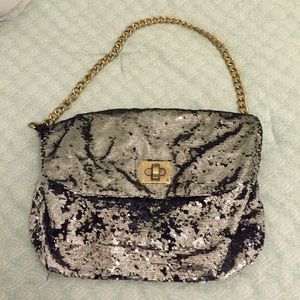 Black & Silver Sequin Purse by Cesca