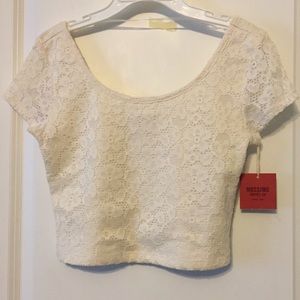 White lace crop top