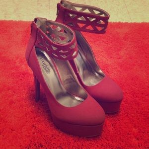 Deep Red Ankle Strap Heels