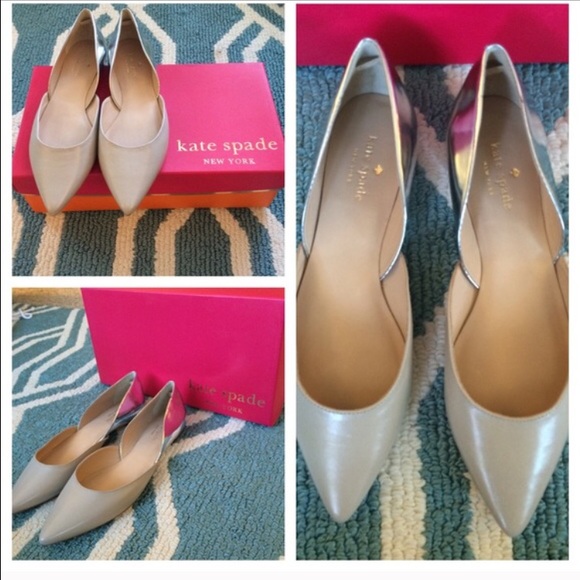 Kate Spade flats 💕 taupe and silver