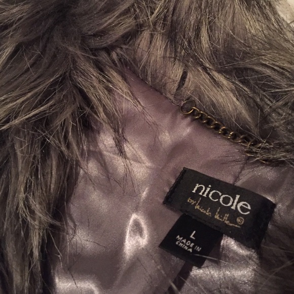 Black, grey & white faux fur vest