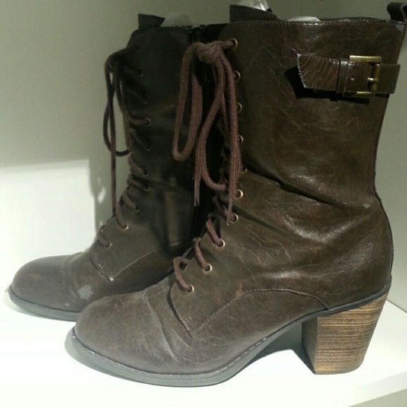 Diba Faux Leather Lace Up Boots