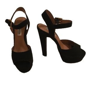 Black Suede Block Heel Sandals