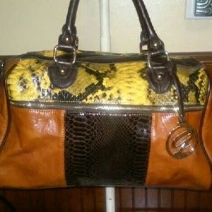 Galian faux leather snakeskin satchel