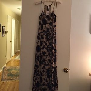 Black and Biege tie dye maxi dress. Elastic waist.