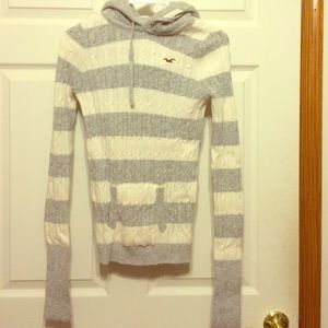 hollister striped, hooded sweater