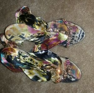 Marciano silk lace up sandals with heel