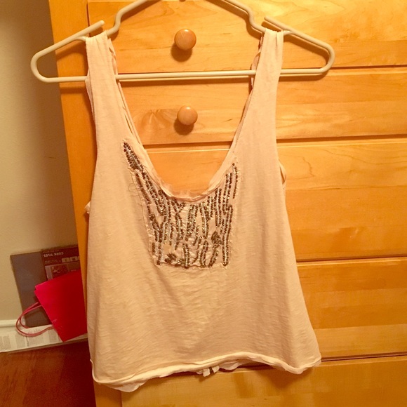 Urban Outfitters Tops - Urban outfitters cream beaded tank