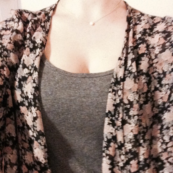 Floral Kimono. Dark color palette. Semi-sheer.