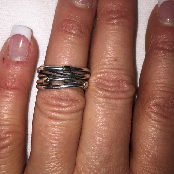 Authentic Pandora silver and gold ring
