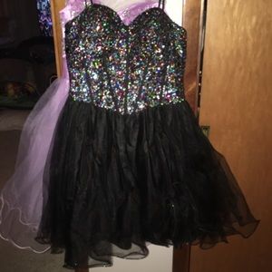 Black short formal dress with iridescent beading