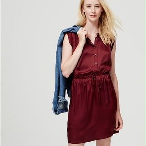 Ann Taylor Loft Sleeveless Crimson Shirtdress M