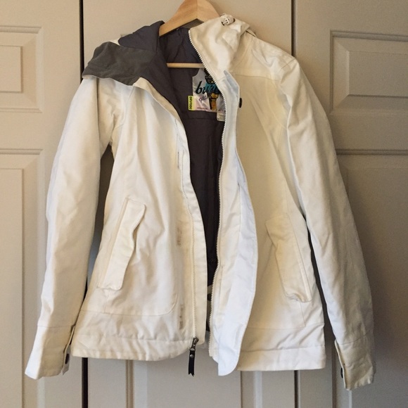 White Burton DryRide snowboarding jacket